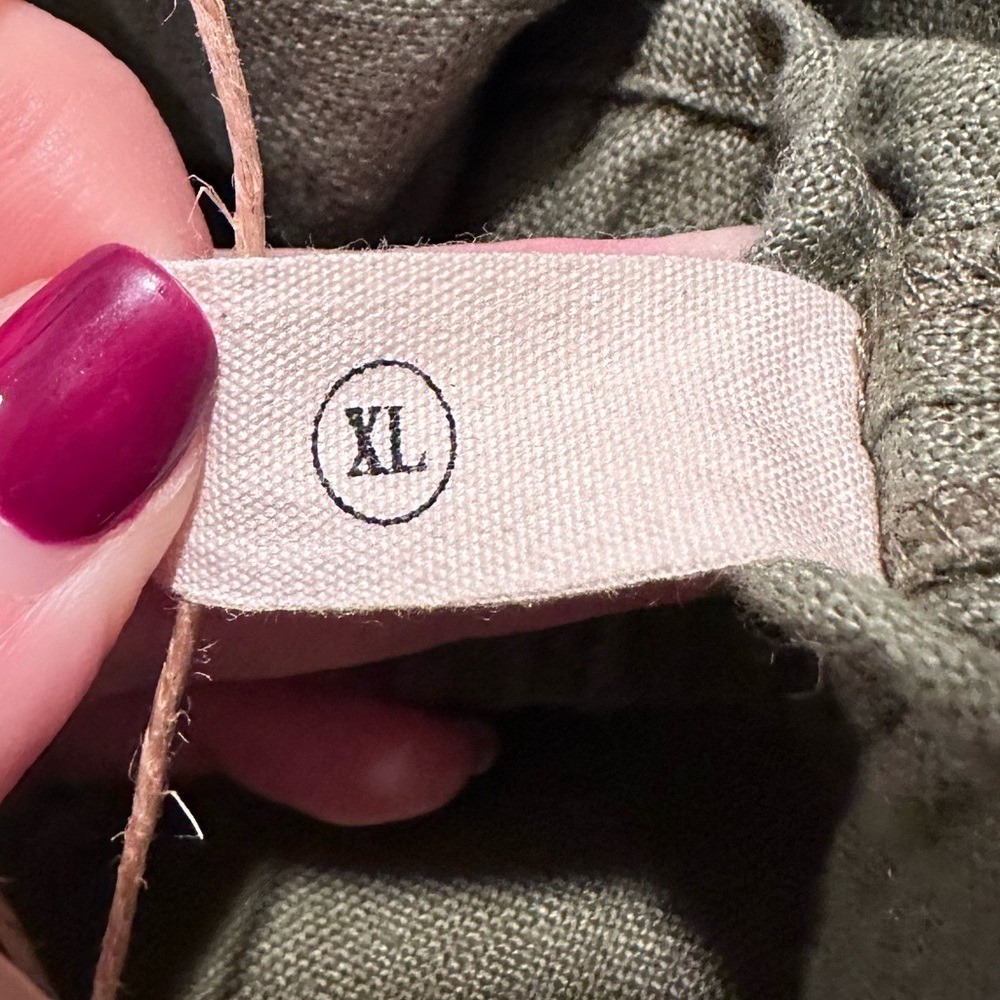 Grae Cove 100% Linen Thalia Button Fly Wide Leg‎ Palazzo Pants XL Green NWT - Picture 7 of 11